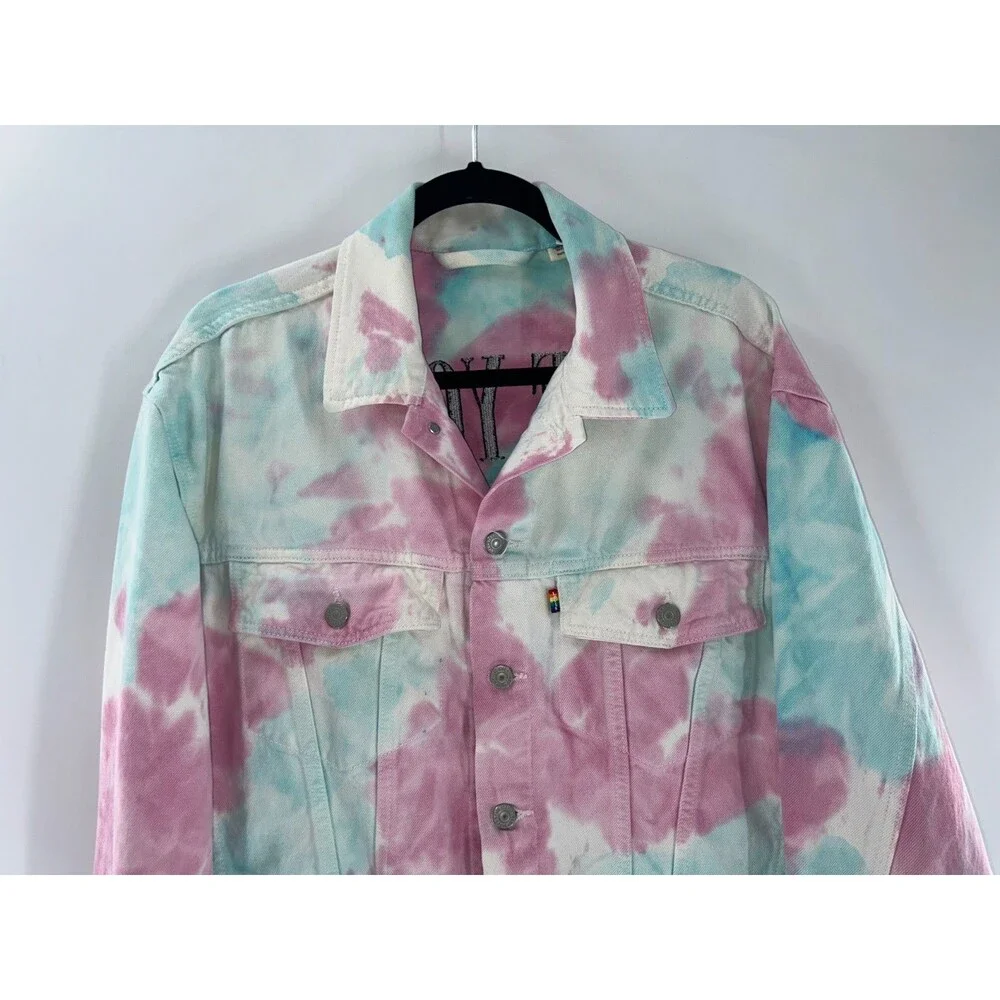 Women’s Levi's Pastel Tie Dye Y2K Oversized Trucker Style Denim Jacket Size XS - Picture 3 of 9
